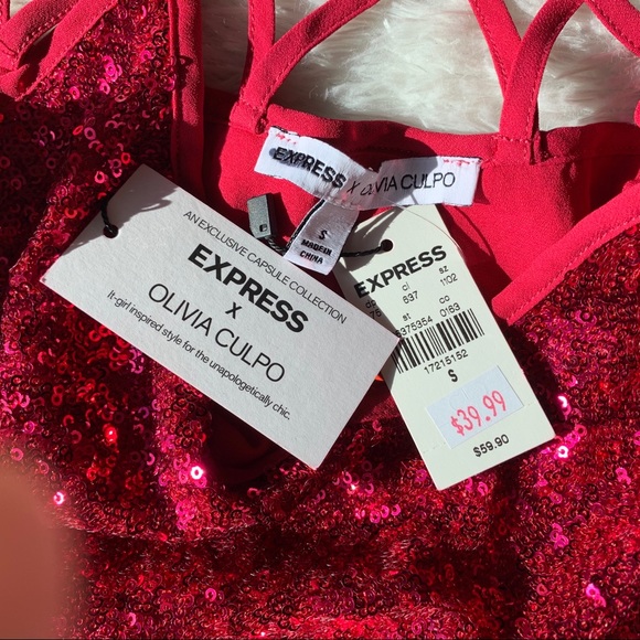 ❌SOLD❌/ Express X Olivia Culpo Sequin Top Sz S - Picture 13 of 14